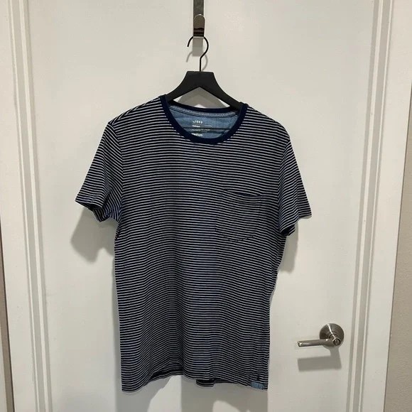J. Crew Blue and White Striped Short Sleeve Tee - Picture 1 of 4
